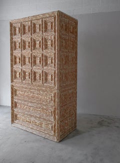 Massive 7ft Vintage Carved Wood Cabinet