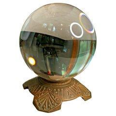Antique, Crystal Ball w/Ornate Brass, Victorian, Finely Cast Stand!