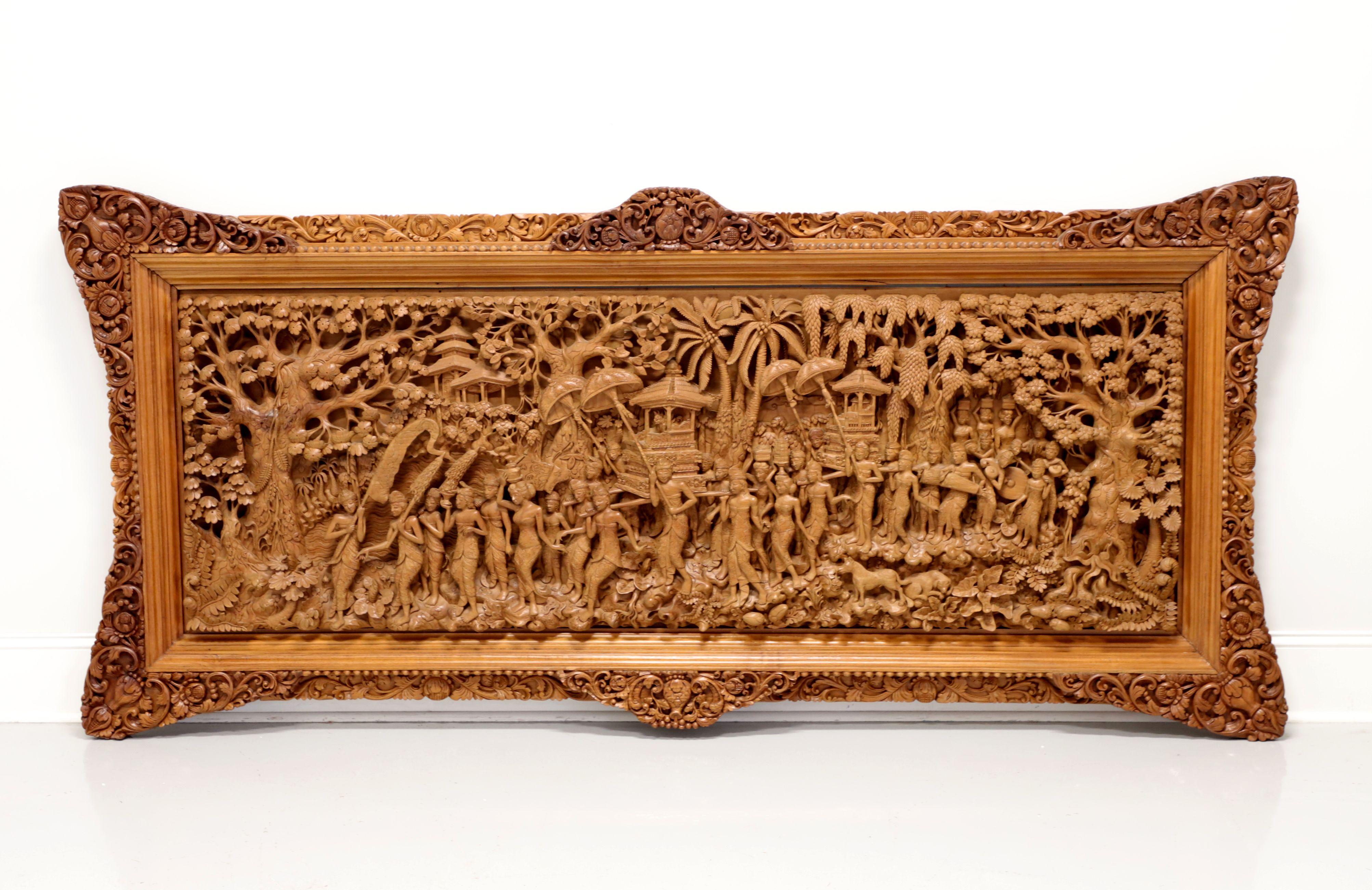 Massive Mid 20th Century Balinese Teak Carved Panel Art 13