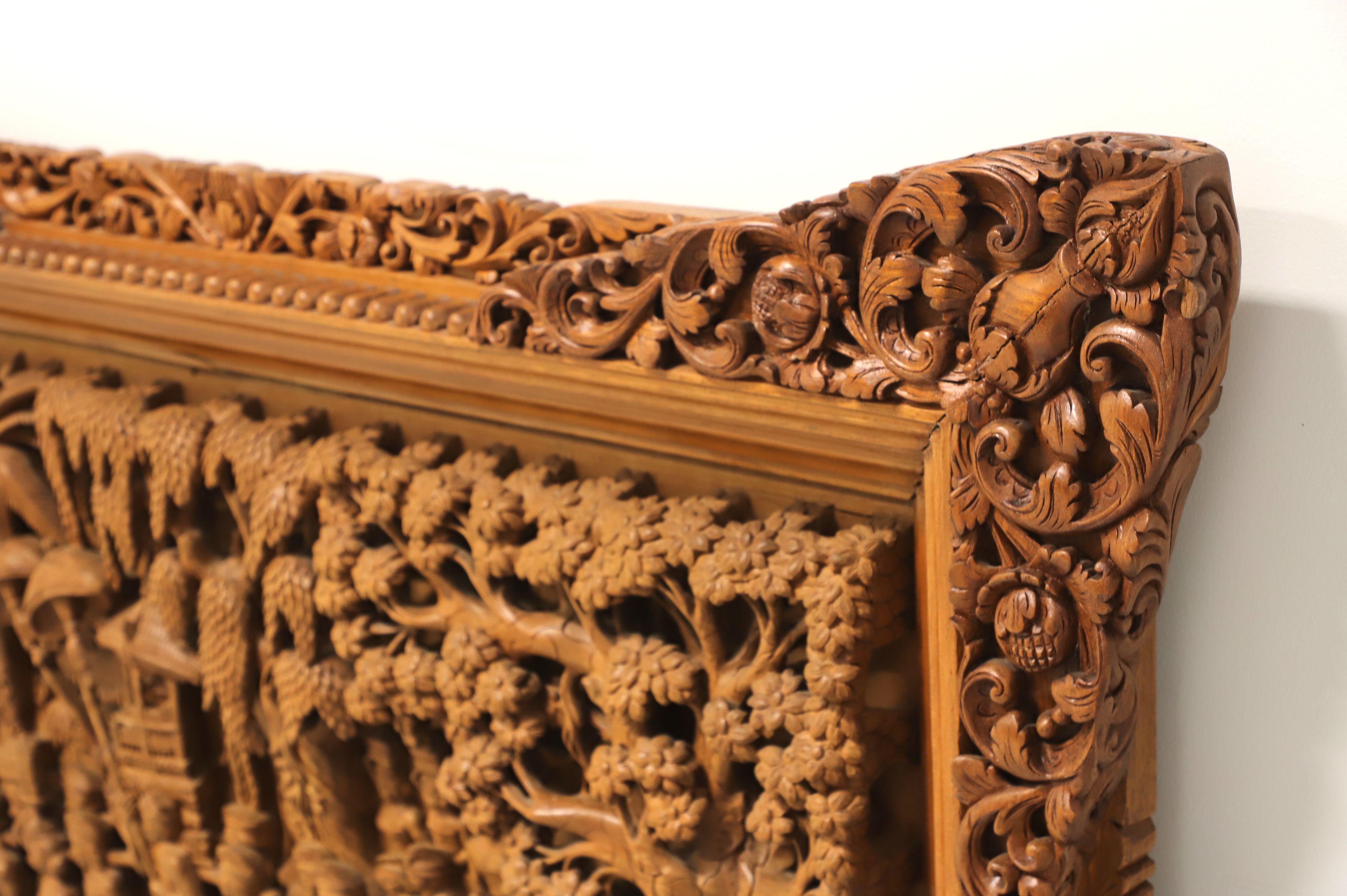 Massive Mid 20th Century Balinese Teak Carved Panel Art 1