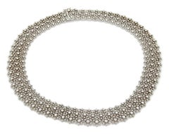 Massive 8.00ct Diamonds 18k White Gold Flex Lace Design Necklace