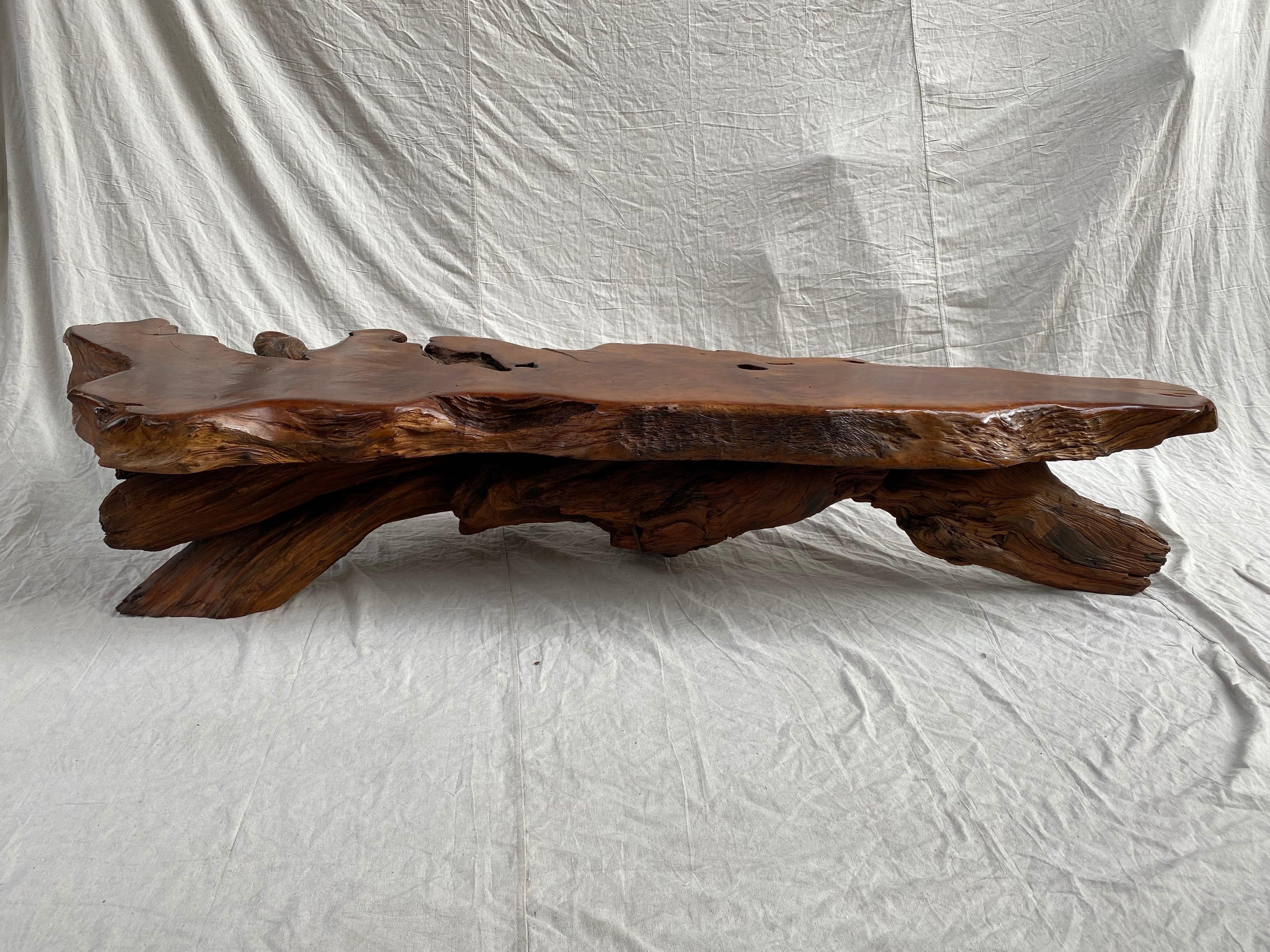 Massive California Redwood Coffee Table from Carmel Gallery, 1972 3
