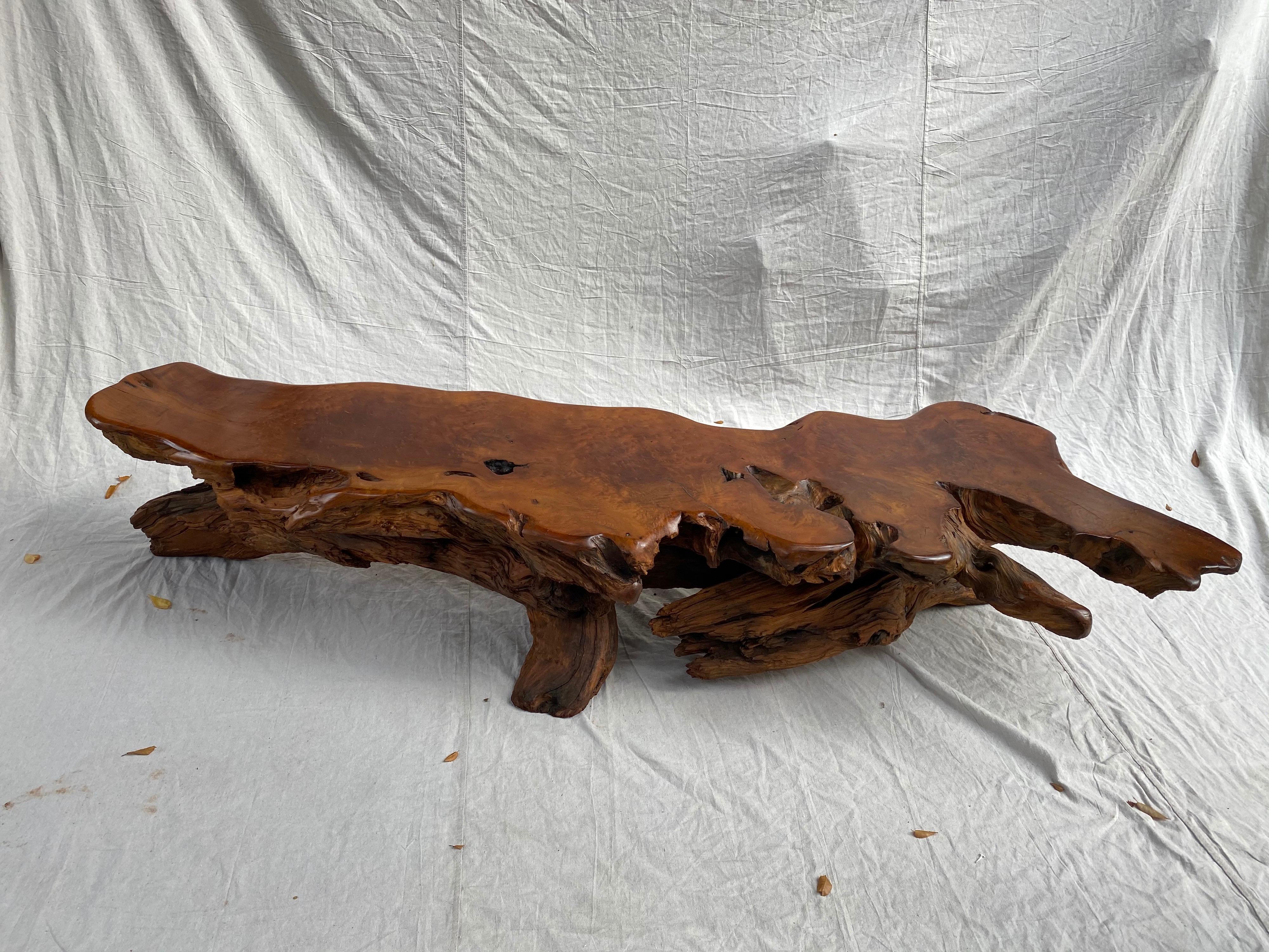 Late 20th Century Massive California Redwood Coffee Table from Carmel Gallery, 1972