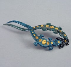 Massive 9" ISABEL CANOVAS Blue Twin Salamander Hair Pin Hair Stick Accessory