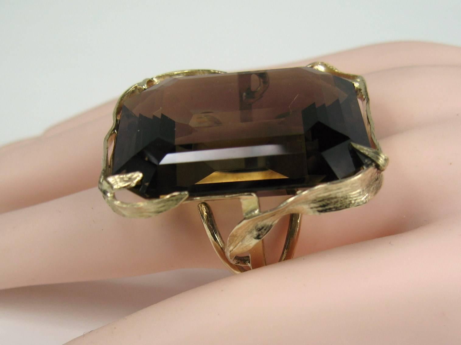  Massive 95+ Carat Smokey Topaz 14K Gold Cocktail Ring Custom Made  4