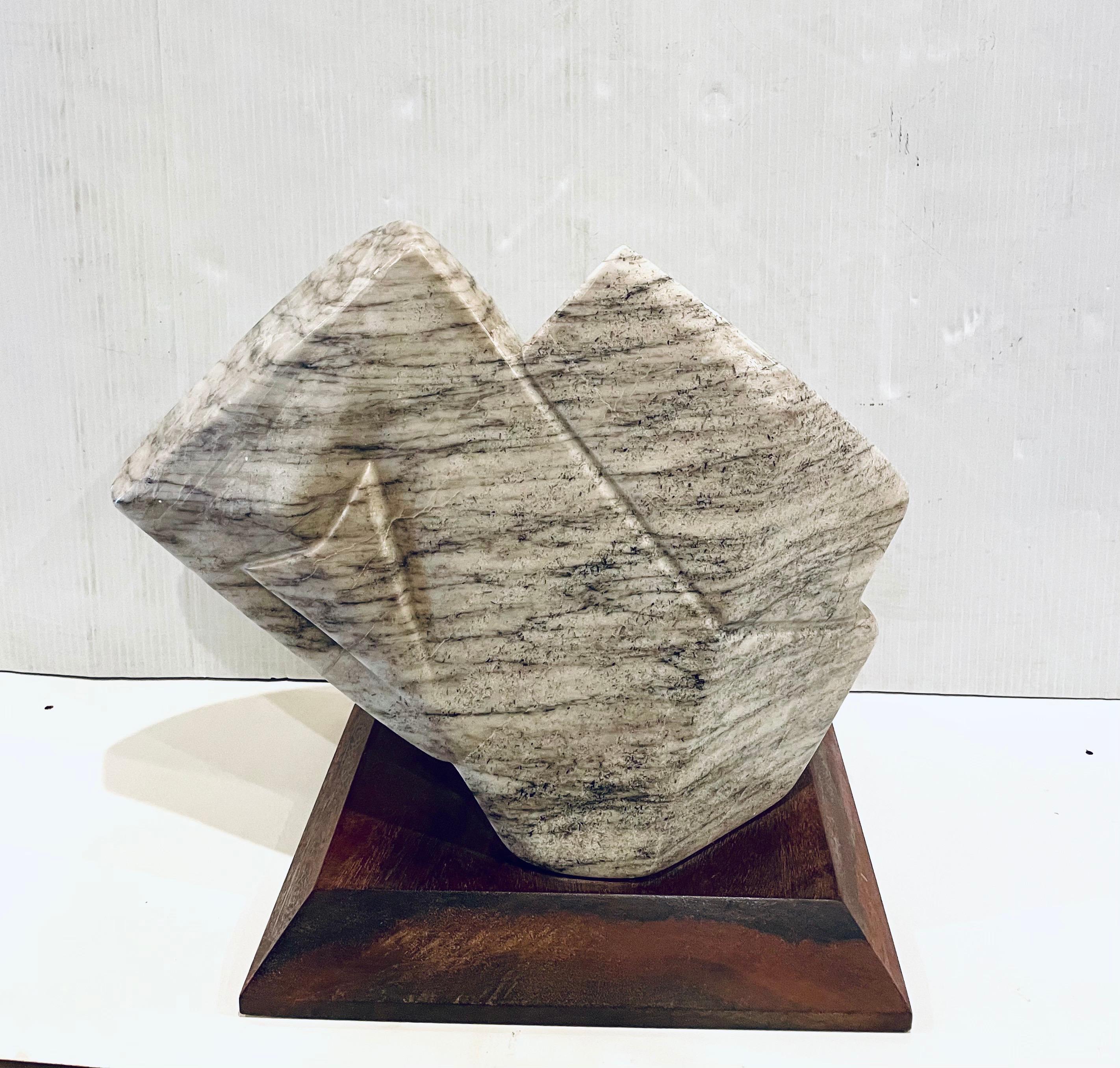 Beautiful massive solid marble abstract sculpture, signed by LRA and dated 1990, nice piece.