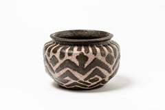 Massive Africanist Art Deco Stoneware Ceramic Vase by Joseph Massé Jean Carriès