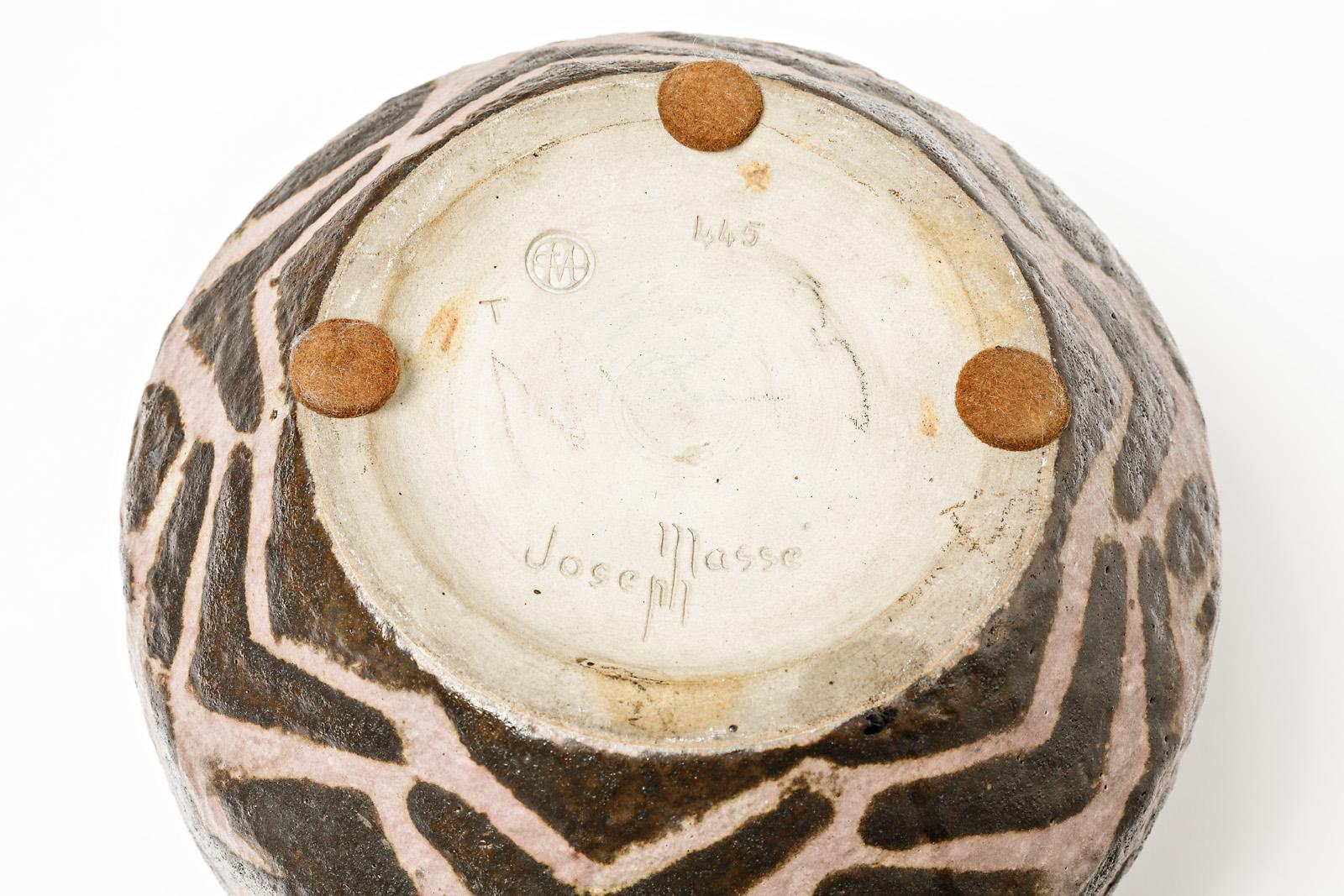 20ième siècle Vase en céramique grès Art Déco Africaniste massif par Joseph Massé Jean Carriès