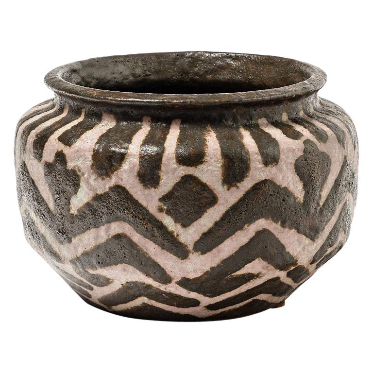 Vase en céramique grès Art Déco Africaniste massif par Joseph Massé Jean Carriès