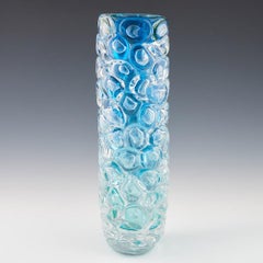 Massive Allister Malcolm Luminescent Aqua Bubble Wrap Cylindrical Vase 2023