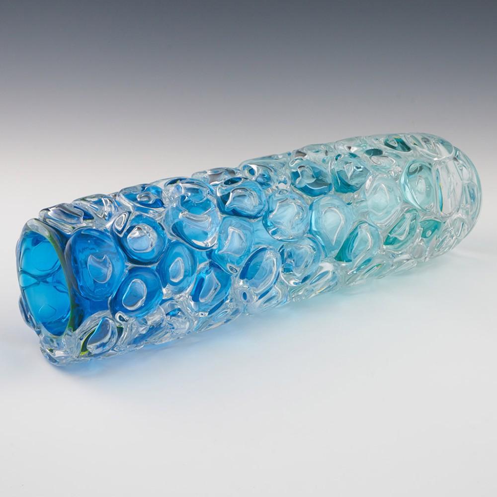  Massiver Allister Malcolm Luminescent Aqua Blasen-Wickel-Zylindrische Vase 2023, zylindrische Vase im Zustand „Neu“ im Angebot in Tunbridge Wells, GB
