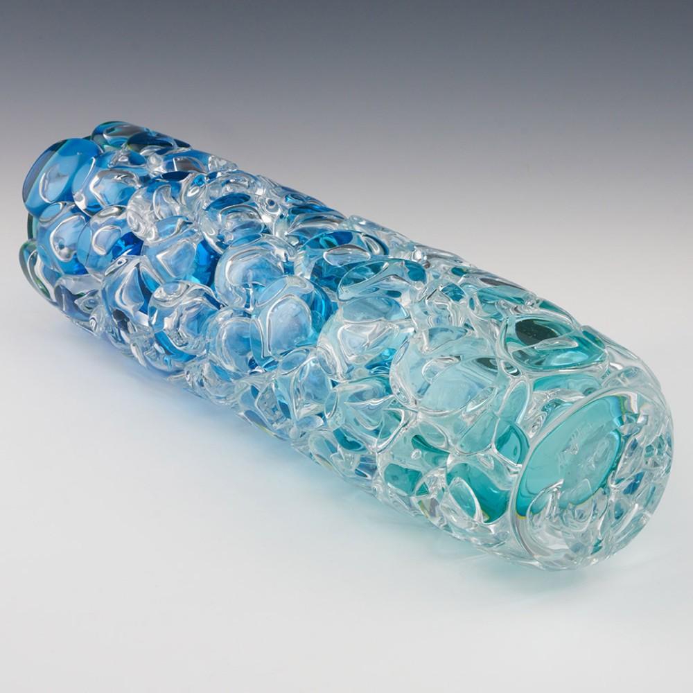 Contemporary  Massive Allister Malcolm Luminescent Aqua Bubble Wrap Cylindrical Vase 2023 For Sale