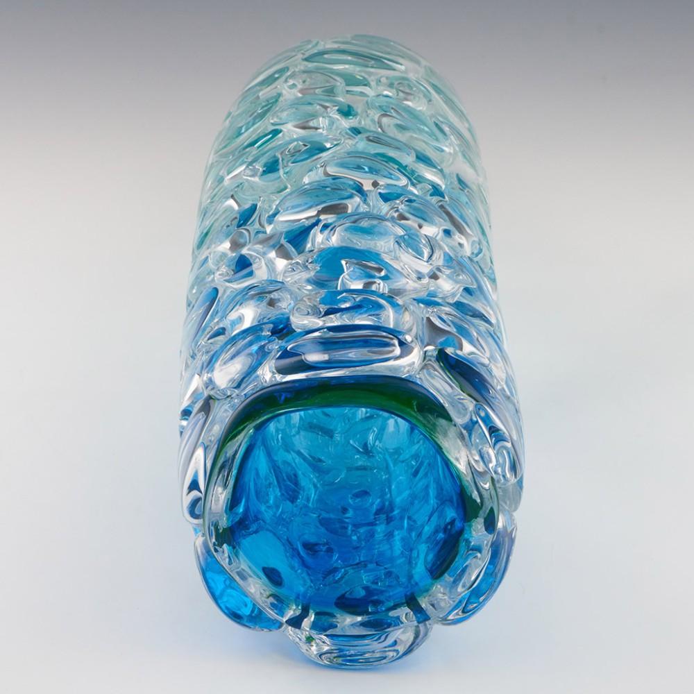 Glass  Massive Allister Malcolm Luminescent Aqua Bubble Wrap Cylindrical Vase 2023 For Sale