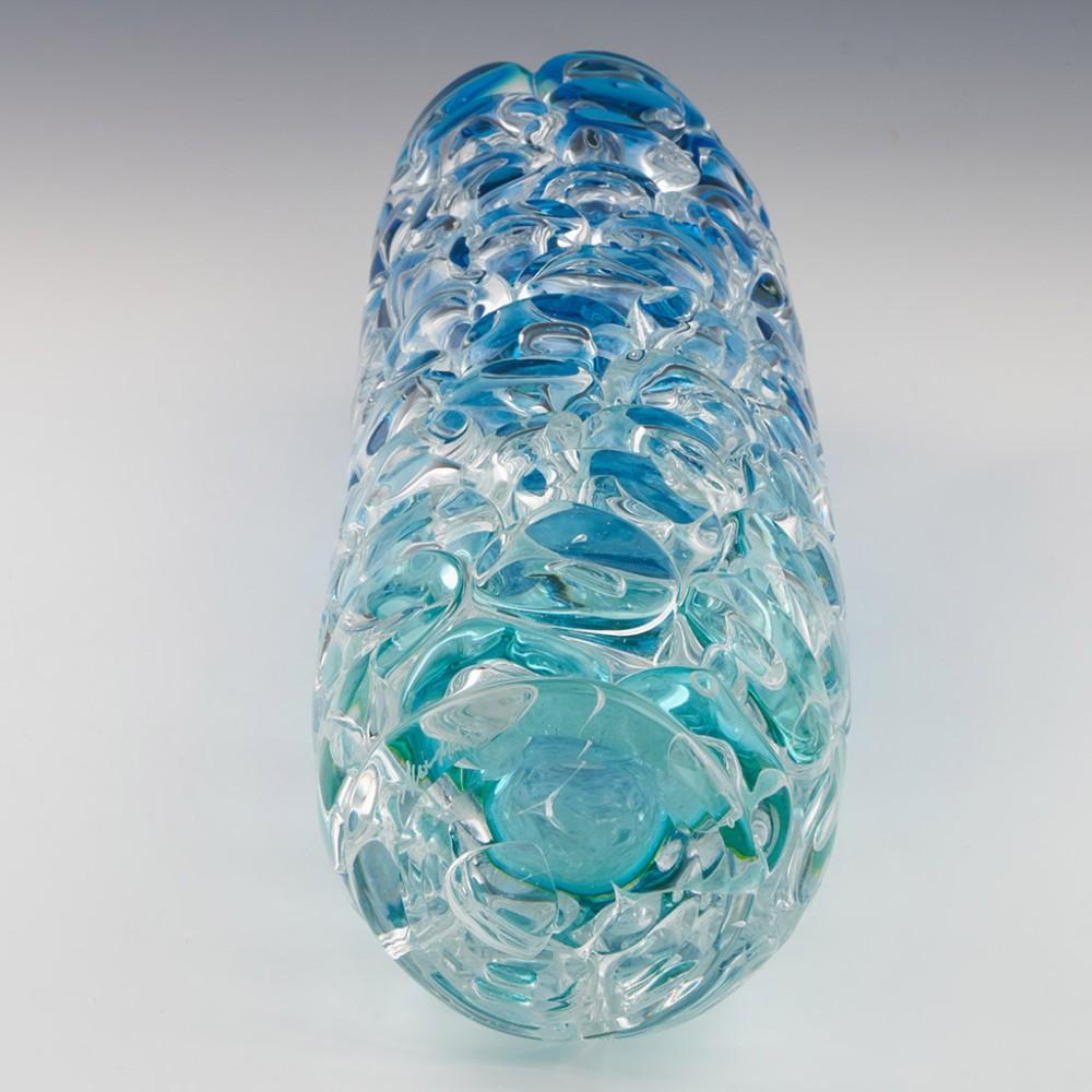  Massive Allister Malcolm Luminescent Aqua Bubble Wrap Cylindrical Vase 2023 For Sale 1