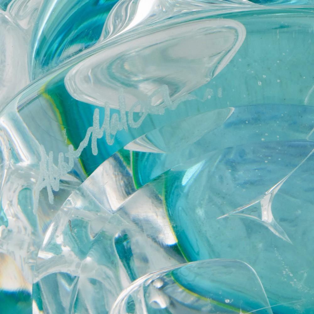  Massiver Allister Malcolm Luminescent Aqua Blasen-Wickel-Zylindrische Vase 2023, zylindrische Vase im Angebot 2
