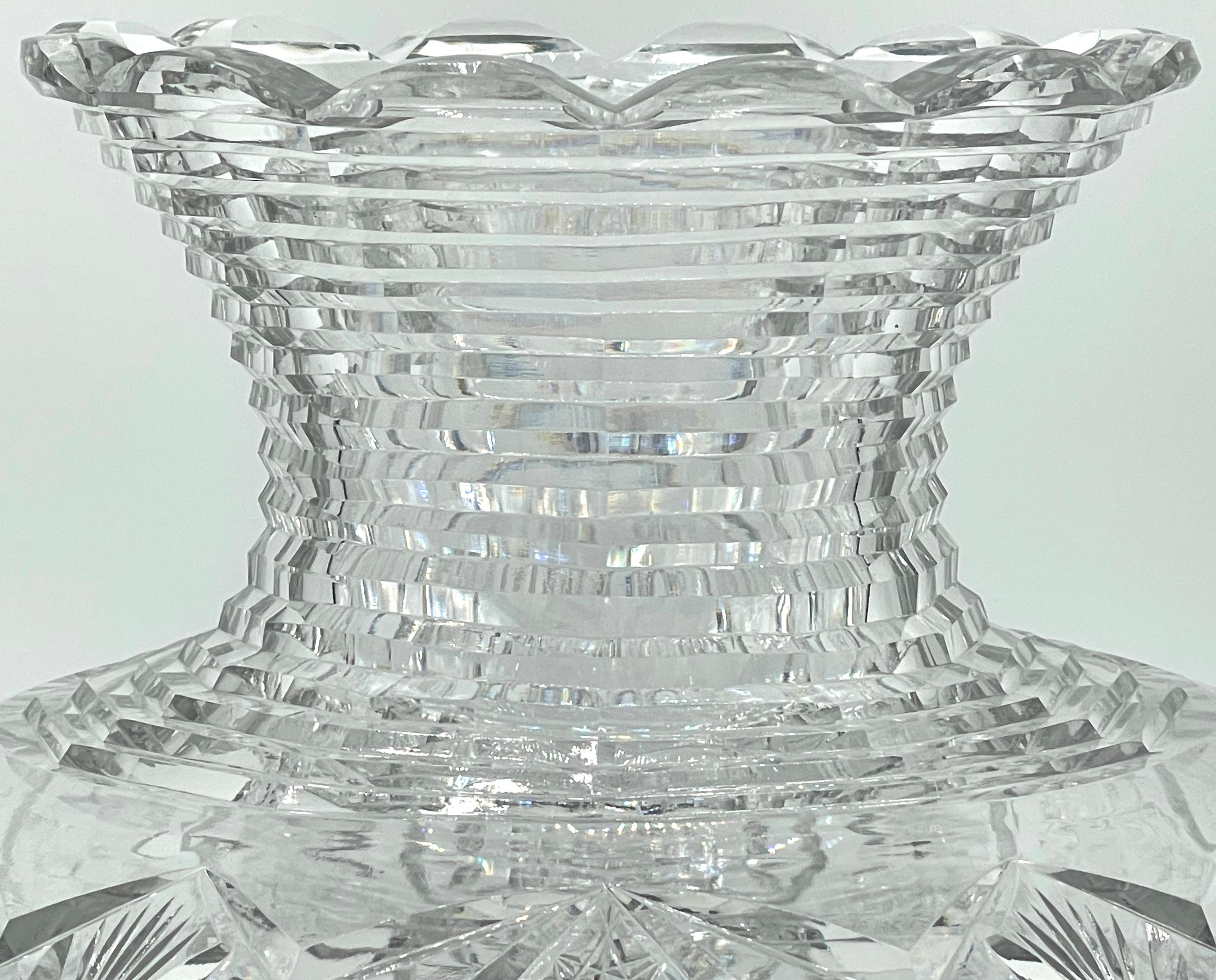 Massive American Brilliant Cut Glass  Flower Centerpiece Vase, Attrib. Hawkes  For Sale 4