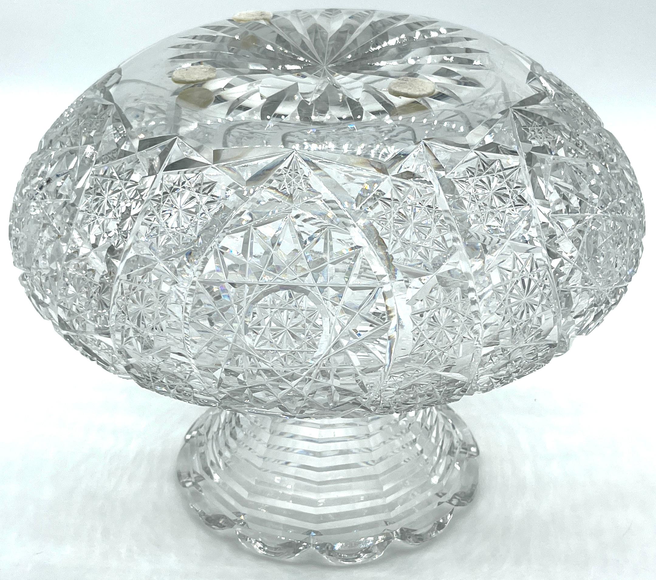 Massive American Brilliant Cut Glass  Flower Centerpiece Vase, Attrib. Hawkes  For Sale 8