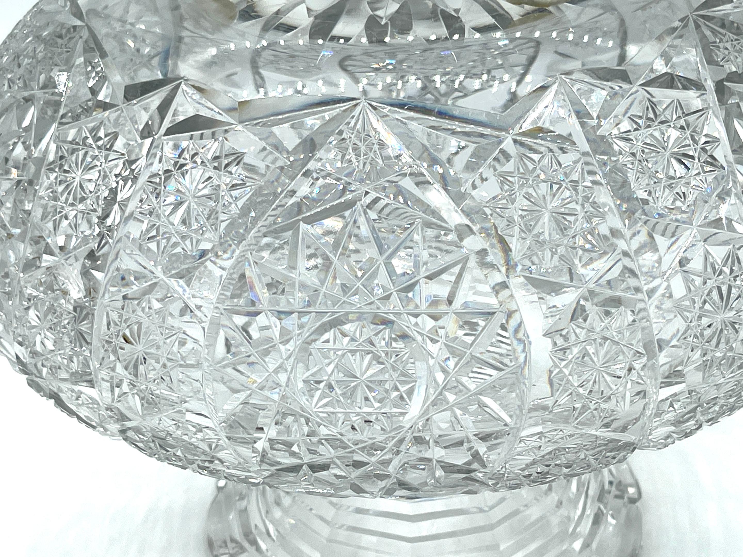 Massive American Brilliant Cut Glass  Flower Centerpiece Vase, Attrib. Hawkes  For Sale 9