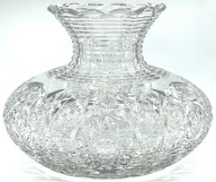 Massive American Brilliant Cut Glass  Flower Centerpiece Vase, Attrib. Hawkes