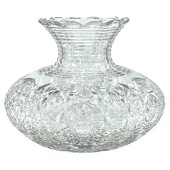 Massive American Brilliant Cut Glass  Flower Centerpiece Vase, Attrib. Hawkes 