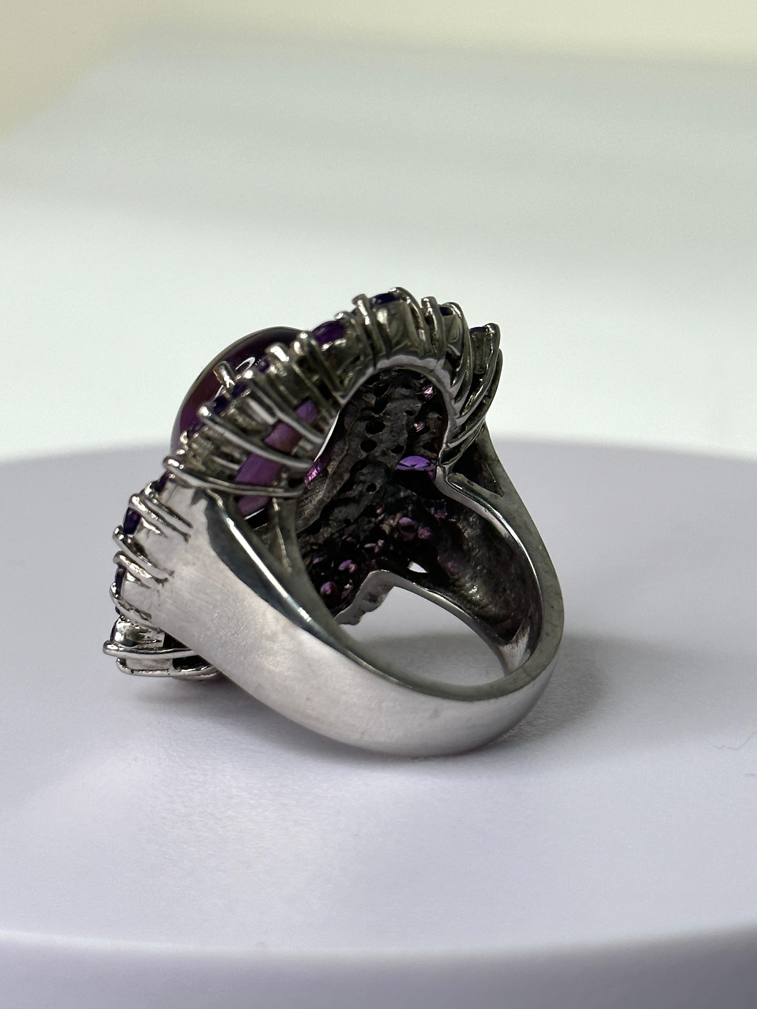 Women's Massive Amethyst Cocktail Ring 925 Sterling Silver