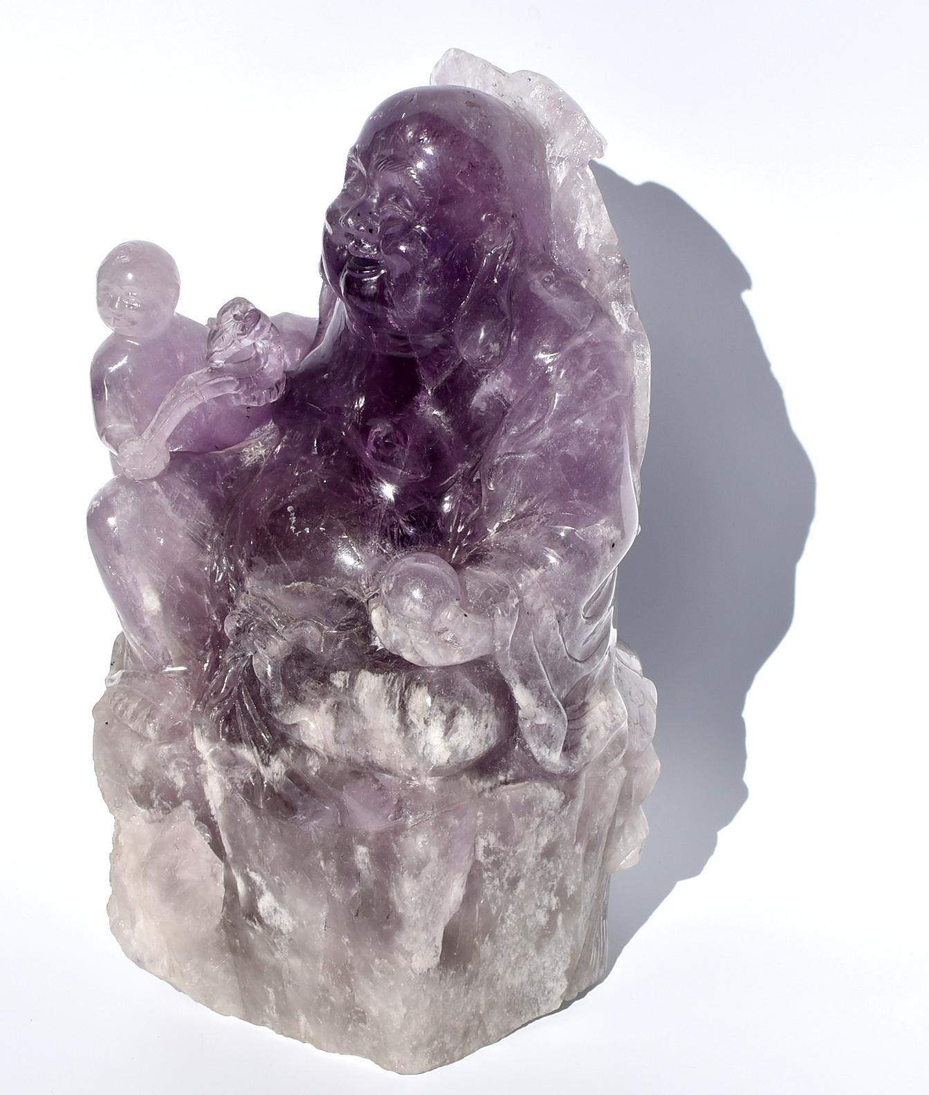 Contemporary Massive Amethyst Happy Buddha