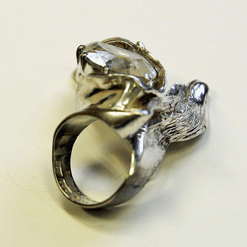 Mid-Century Modern Massive and Beautiful vintage Silverring by Inga Lagervall, Stockholm 1977