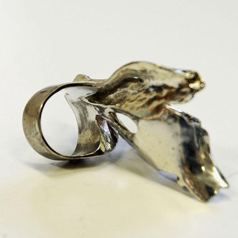 Late 20th Century Massive and Beautiful vintage Silverring by Inga Lagervall, Stockholm 1977