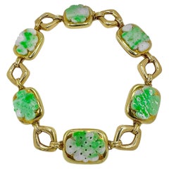 Massive and Distinctive 18K Gold and Jadeite Jade Choker Necklace by Trio