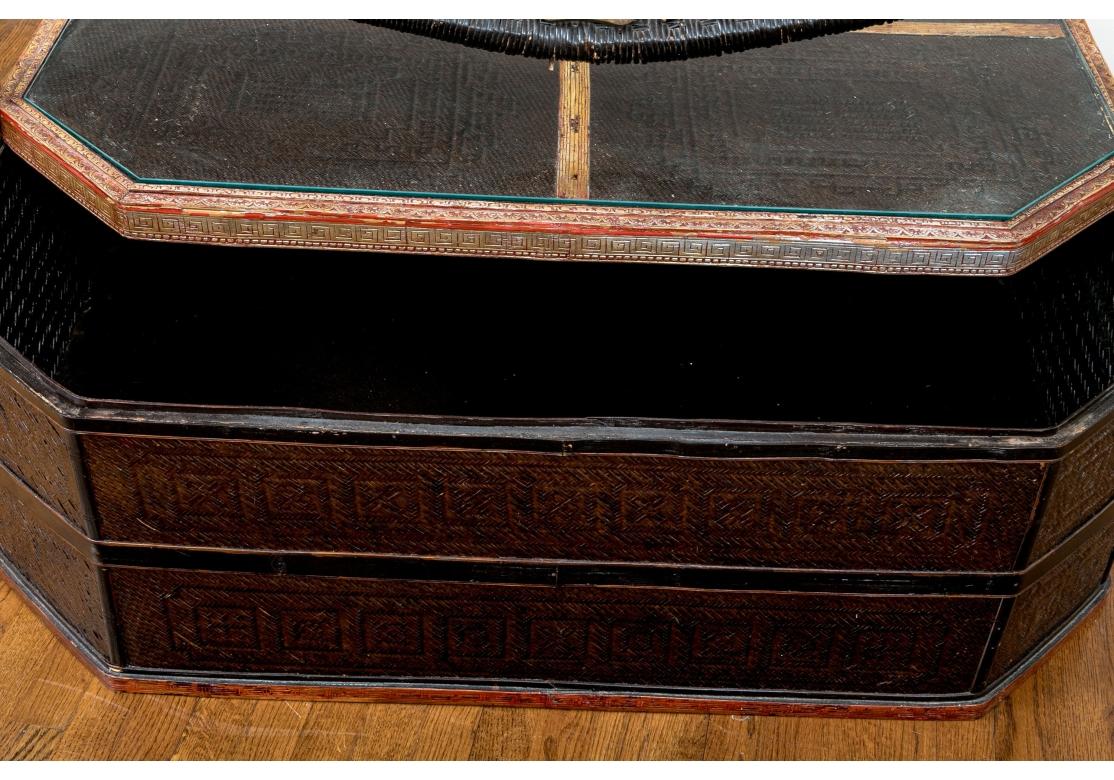 Masiva Y Magnífica Cesta China Antigua Como Mesa De Cóctel en venta 4
