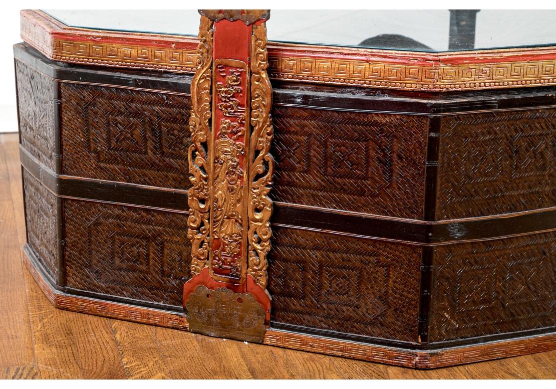 Masiva Y Magnífica Cesta China Antigua Como Mesa De Cóctel en venta 6