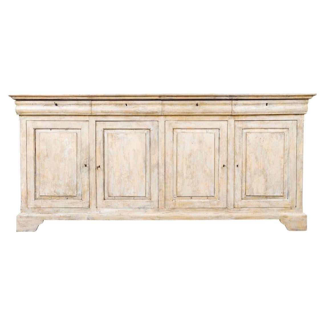 Massive And Superb Custom Provincial French Style Painted Cabinet For Sale