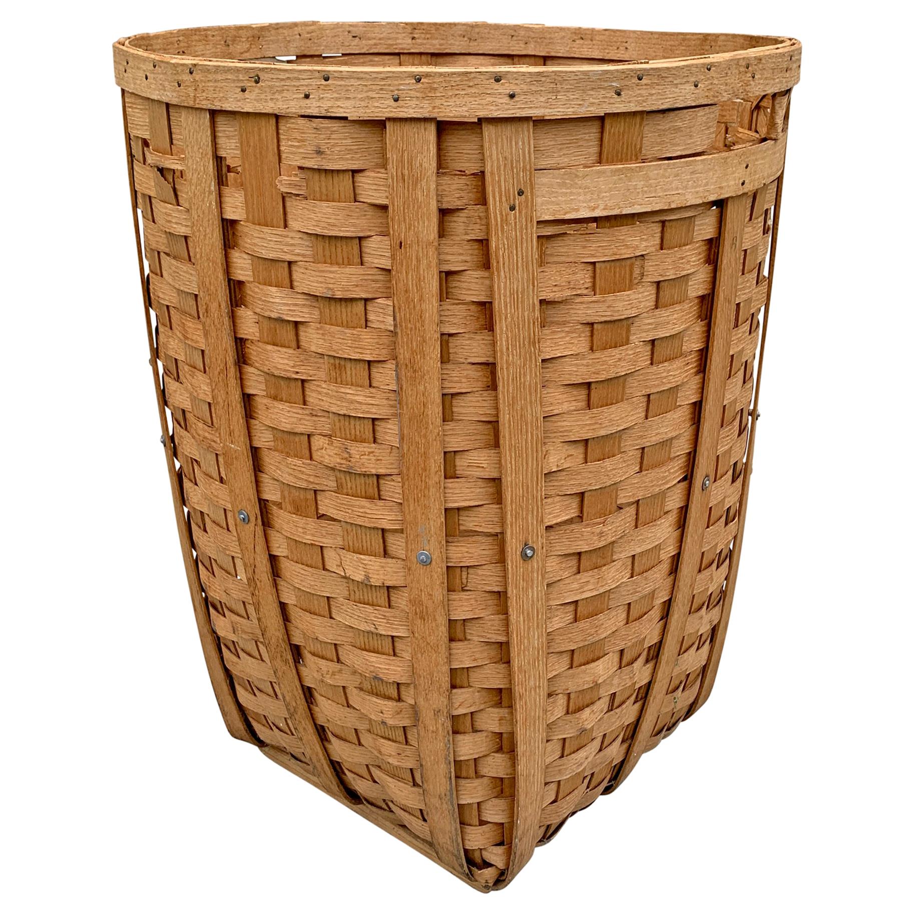 Massive and Tall American Oak Splint Basket