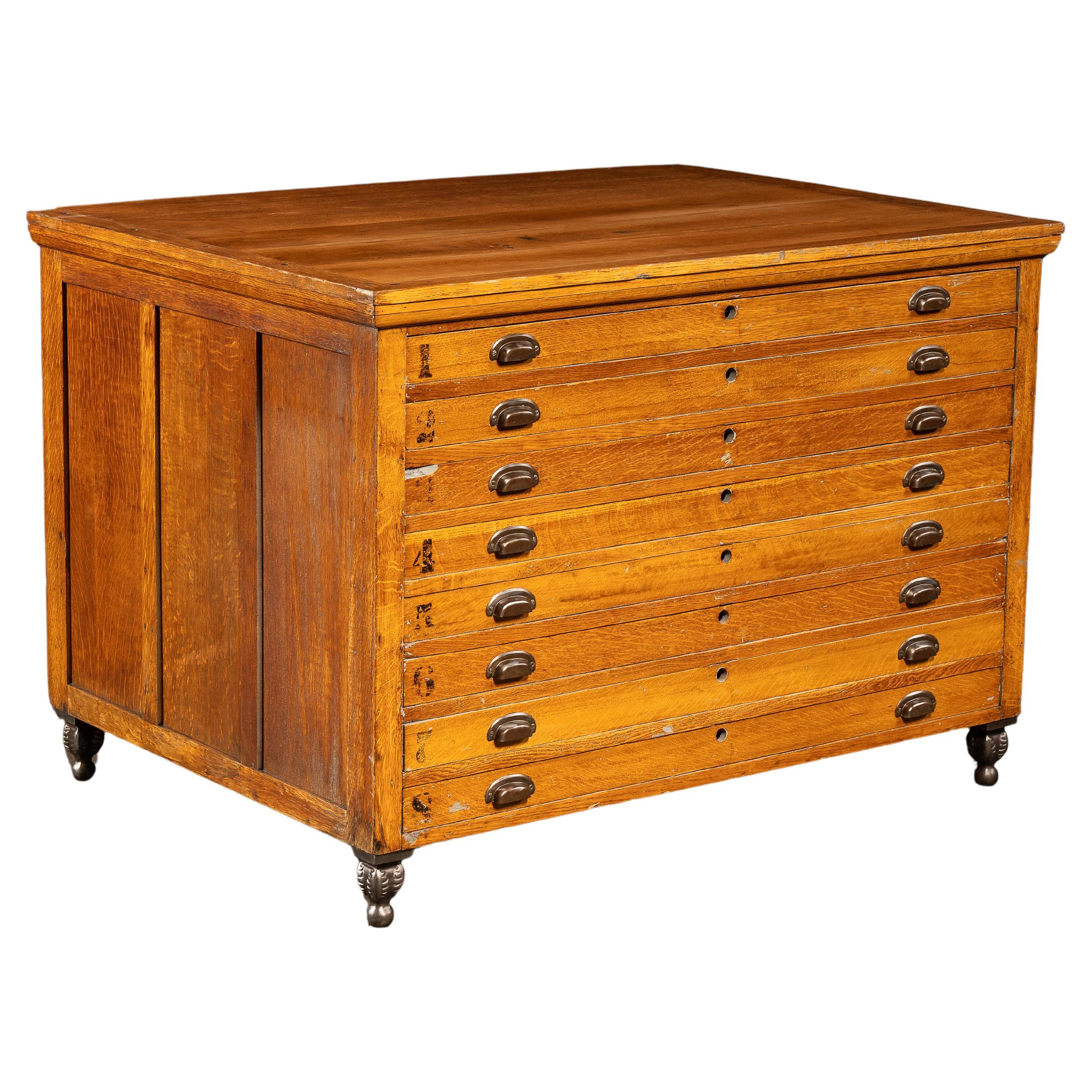 Massive Antique 8-Drawer Industrial Numbered Flat File