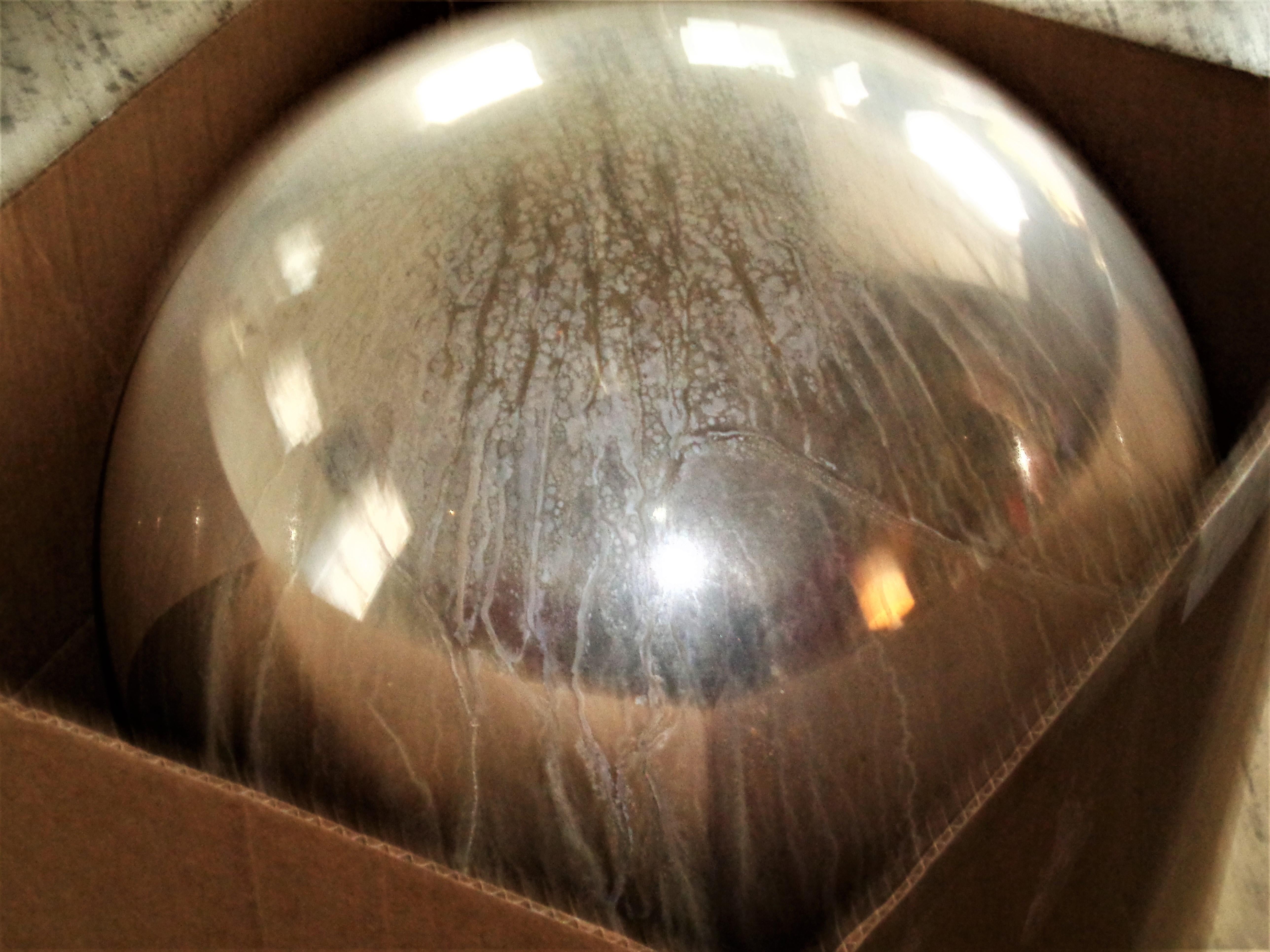 Massive Antique Blown Mercury Glass Gazing Ball on Pedestal 8
