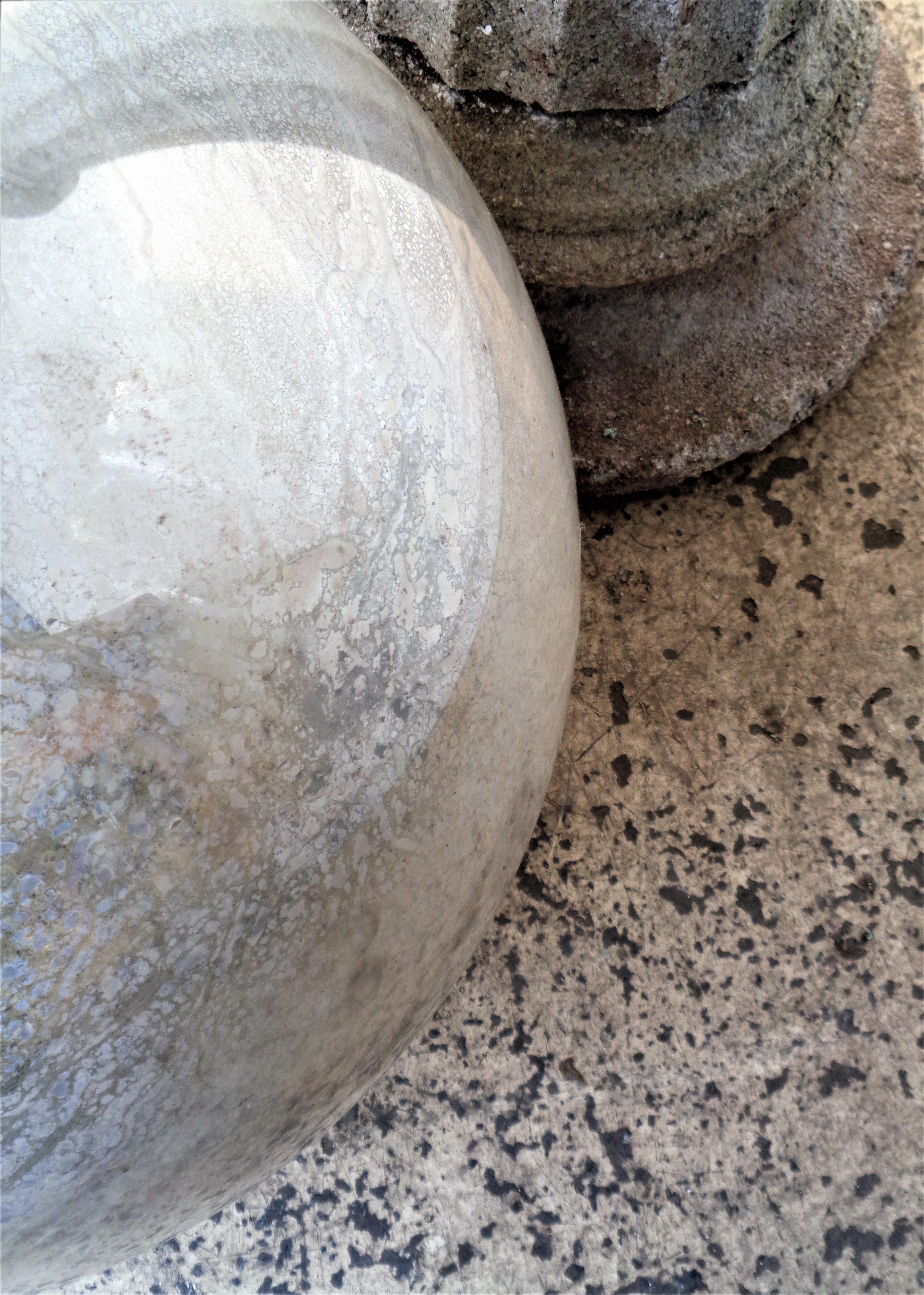 Massive Antique Blown Mercury Glass Gazing Ball on Pedestal 9