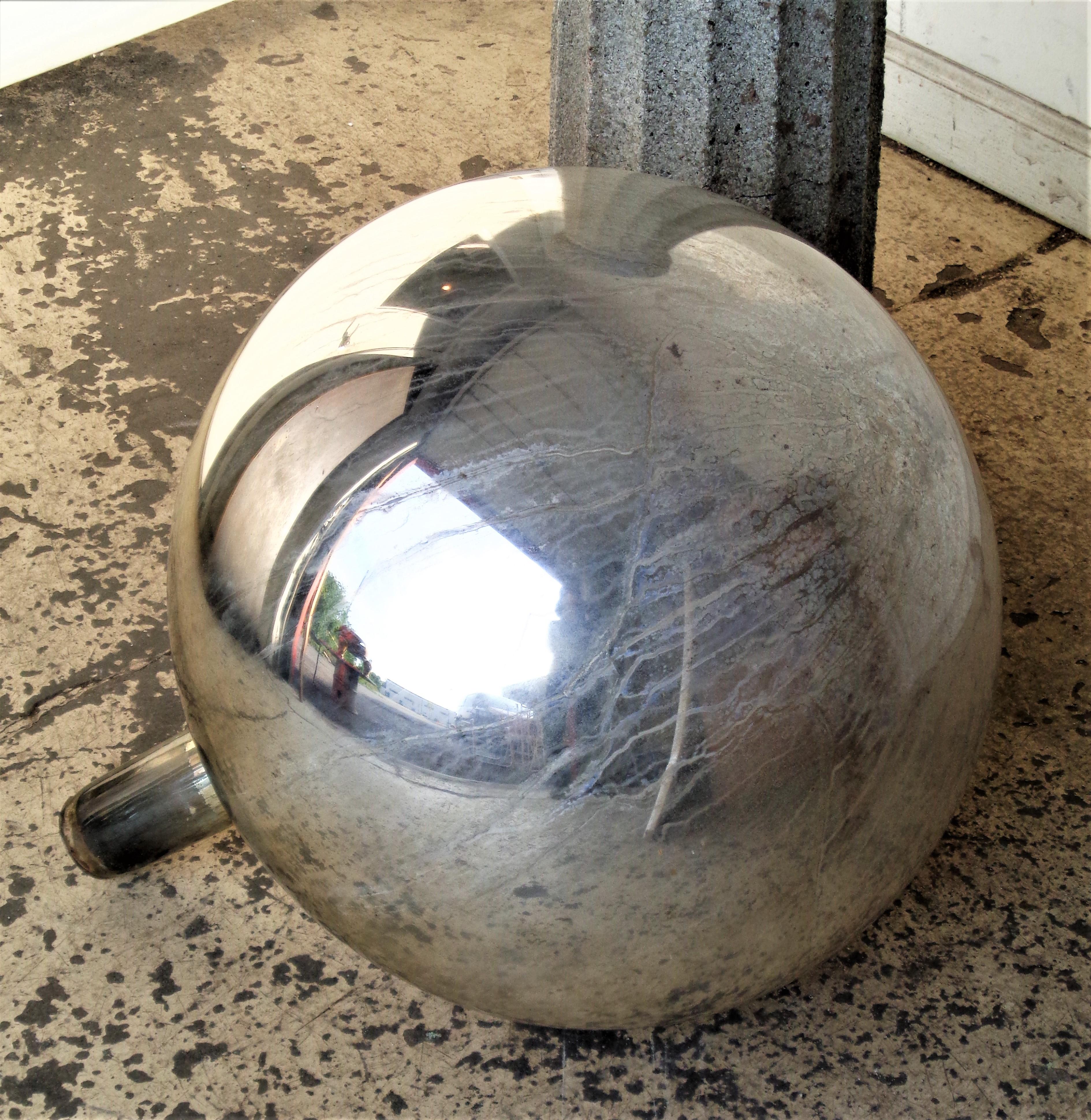 Massive Antique Blown Mercury Glass Gazing Ball on Pedestal 9