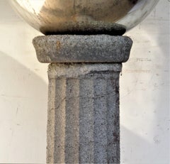 Massive Antique Blown Mercury Glass Gazing Ball on Pedestal