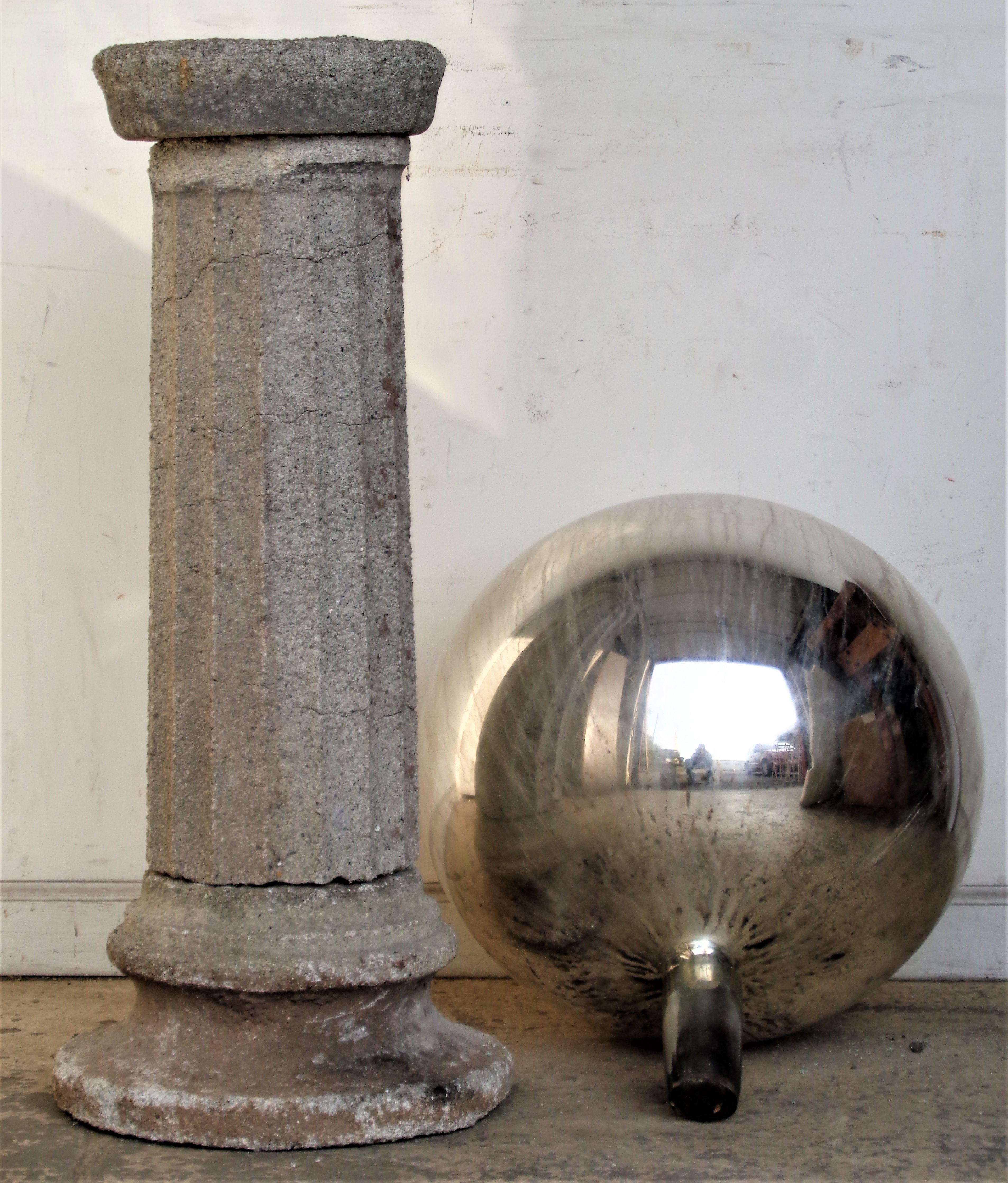 Massive Antique Blown Mercury Glass Gazing Ball on Pedestal In Good Condition In Rochester, NY
