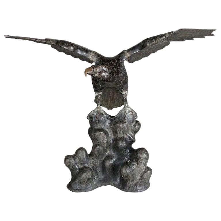 Massive Antique Bronze Figural Sculpture, Golden Eagle Taking Flight