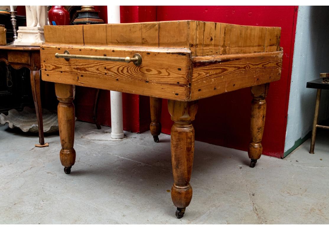 Massive Antique Butcher Block Island 3
