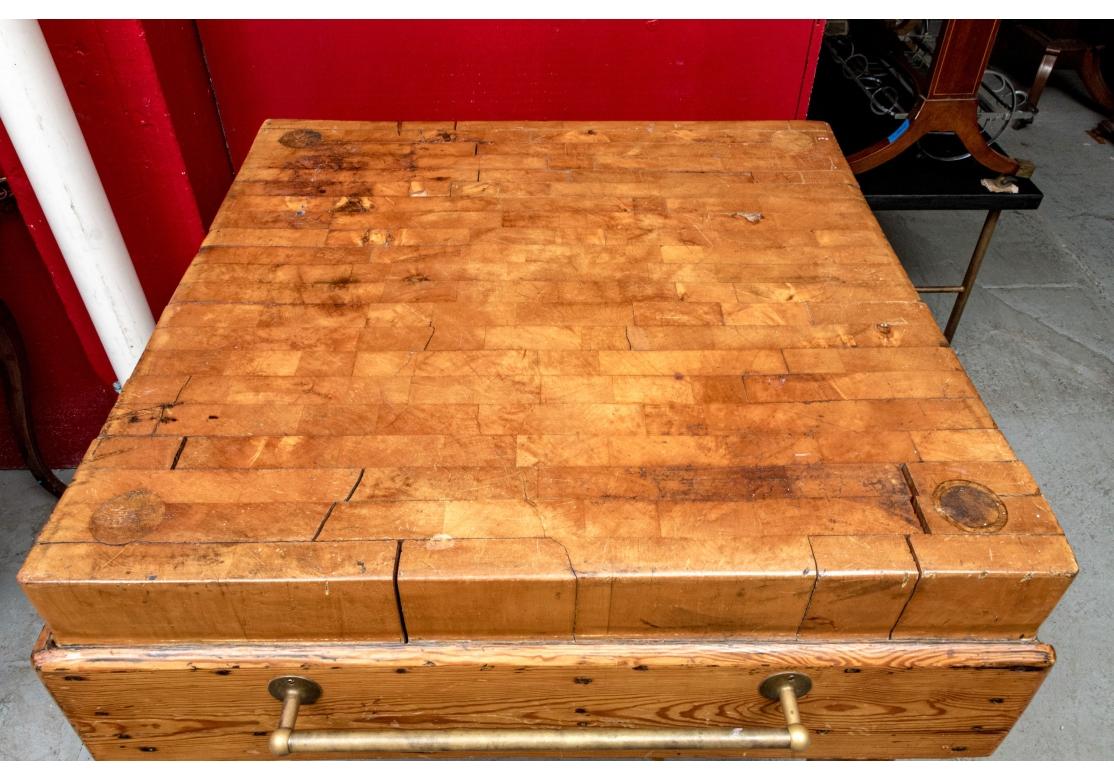 19th Century Massive Antique Butcher Block Island