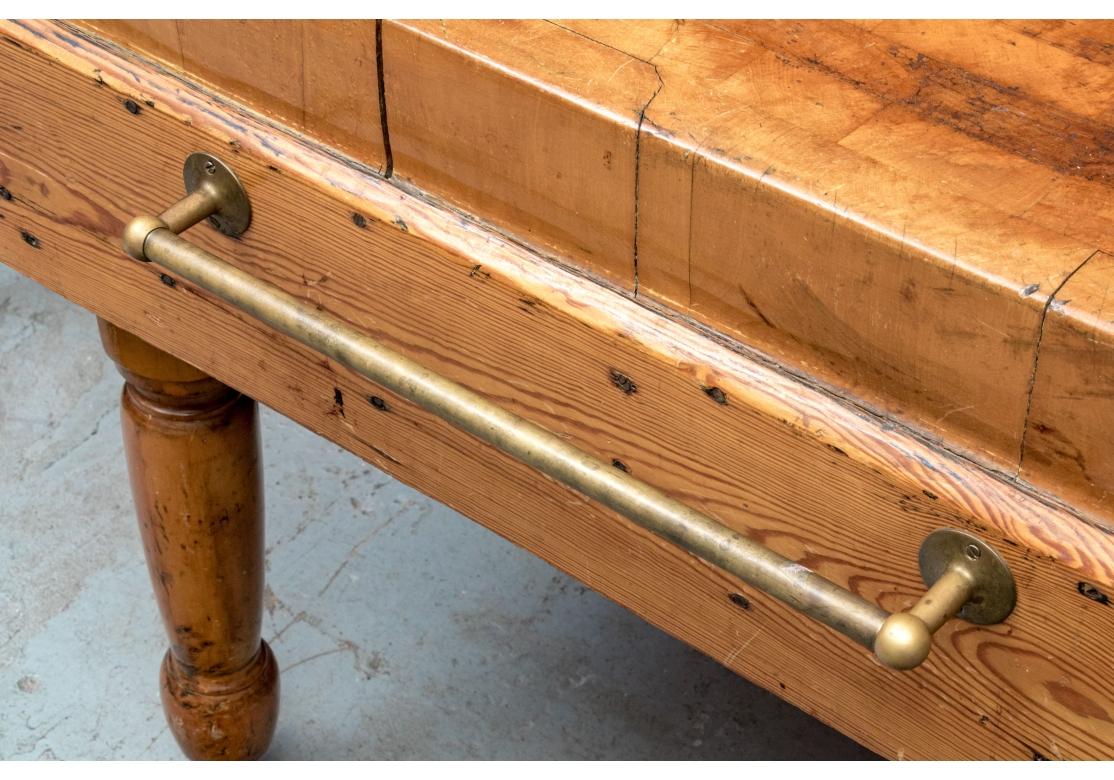 Brass Massive Antique Butcher Block Island