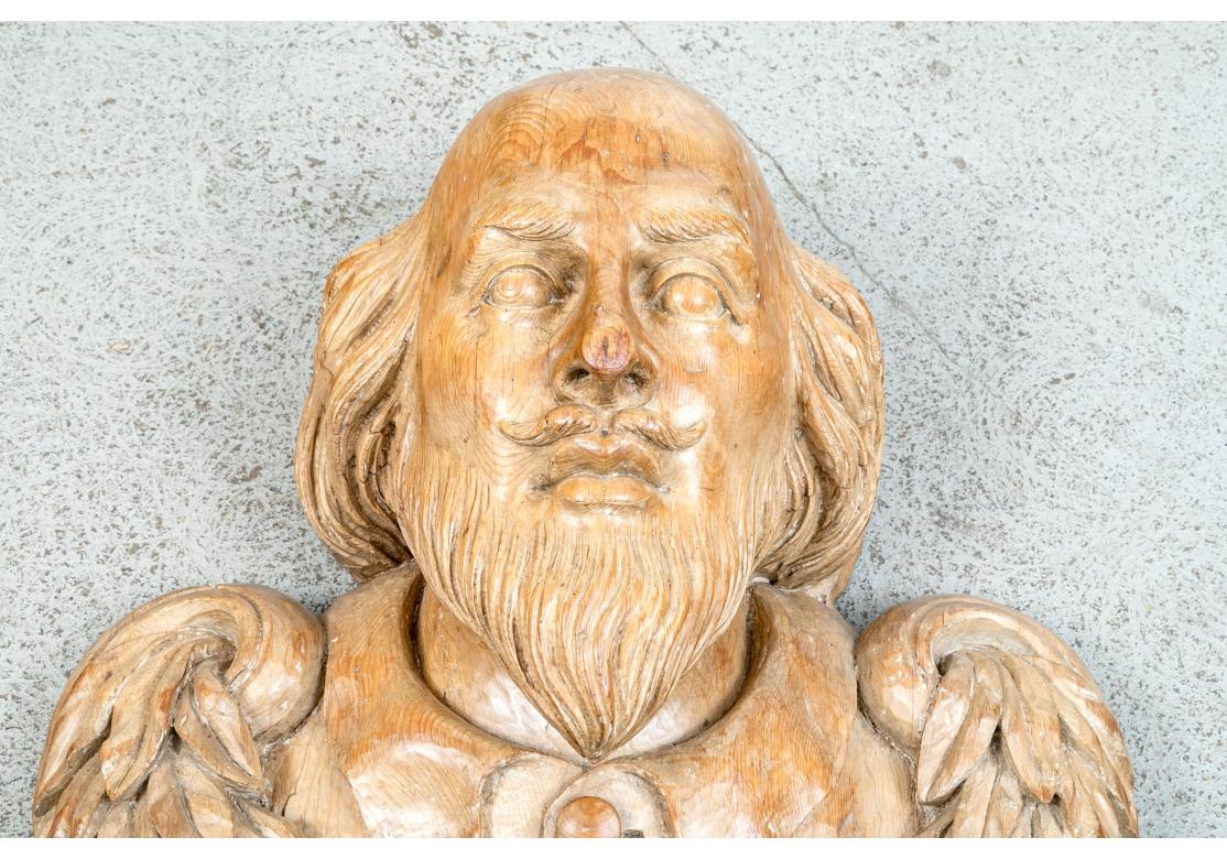 European Massive Antique Carved Hardwood Bust Of Shakespeare  For Sale