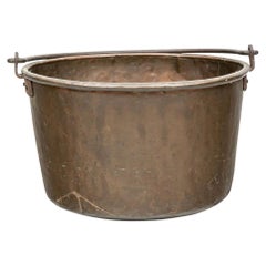 Massive Antique Copper Cauldron with Handle