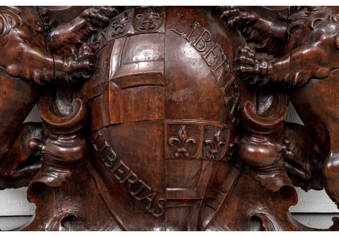 Massive Antique European Heraldic Wood Carving For Sale 4