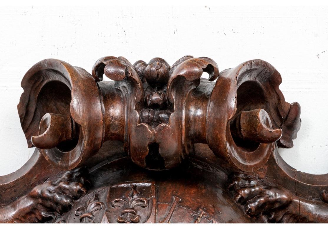 Massive Antique European Heraldic Wood Carving For Sale 5