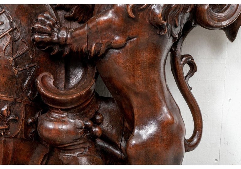 Massive Antique European Heraldic Wood Carving For Sale at 1stDibs