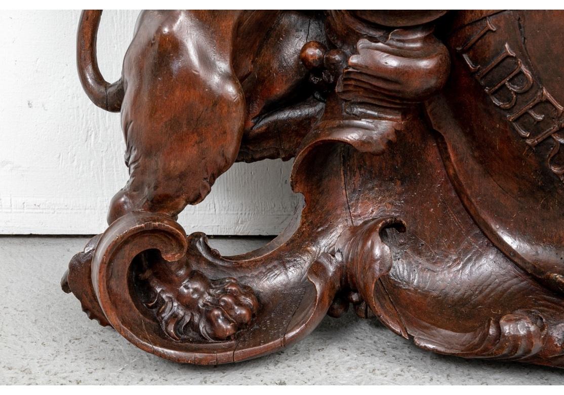 19th Century Massive Antique European Heraldic Wood Carving For Sale