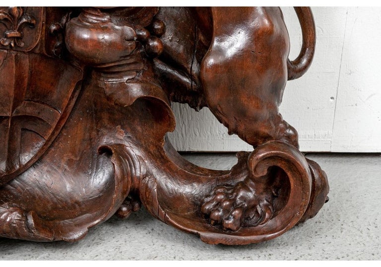 Massive Antique European Heraldic Wood Carving For Sale at 1stDibs